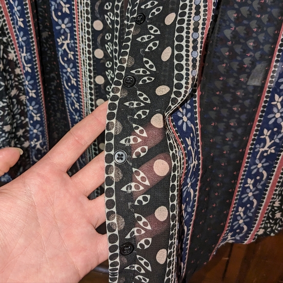 Free People Moonlight Mile Tie Back Sheer Button Down S Small Boho Anthropologie - Picture 12 of 12